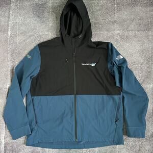 Men's The North Face Castle Rock Soft Shell Hooded Black Blue Zip Jacket Sz 2XL